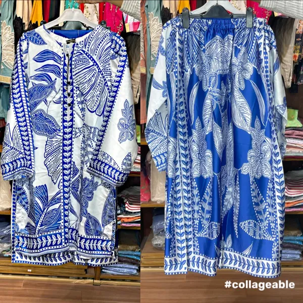 Pakistani Original Stitched Silk Co-ords 2 Pcs _ White 